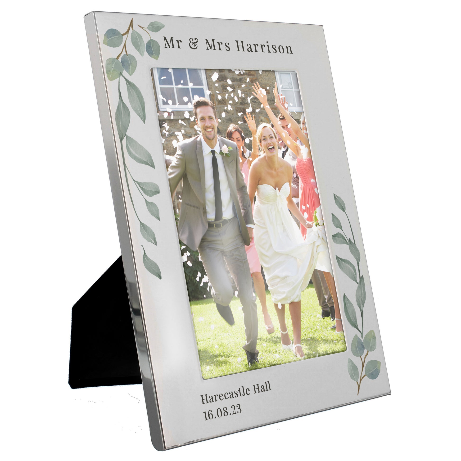 Personalised Botanical 6x4 Silver Photo Frame - MK&JD Gifts
