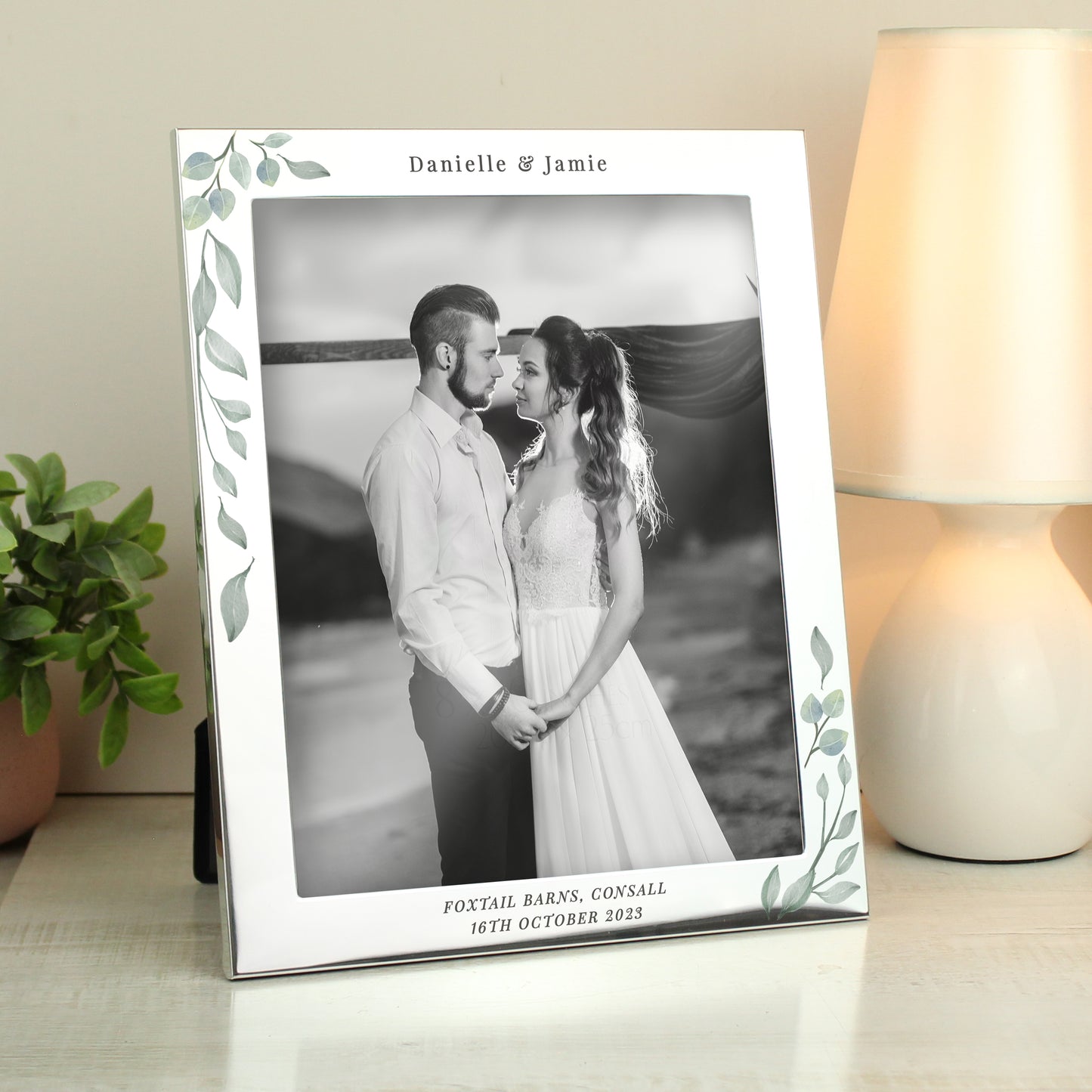 Personalised Botanical 10x8 Silver Photo Frame - MK&JD Gifts