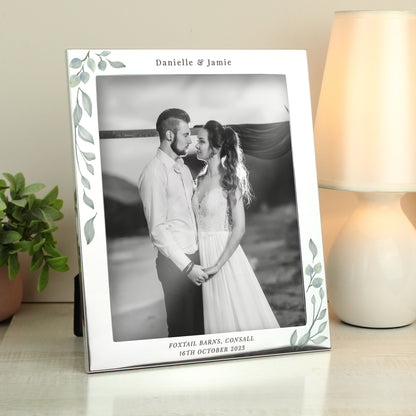Personalised Botanical 10x8 Silver Photo Frame - MK&JD Gifts