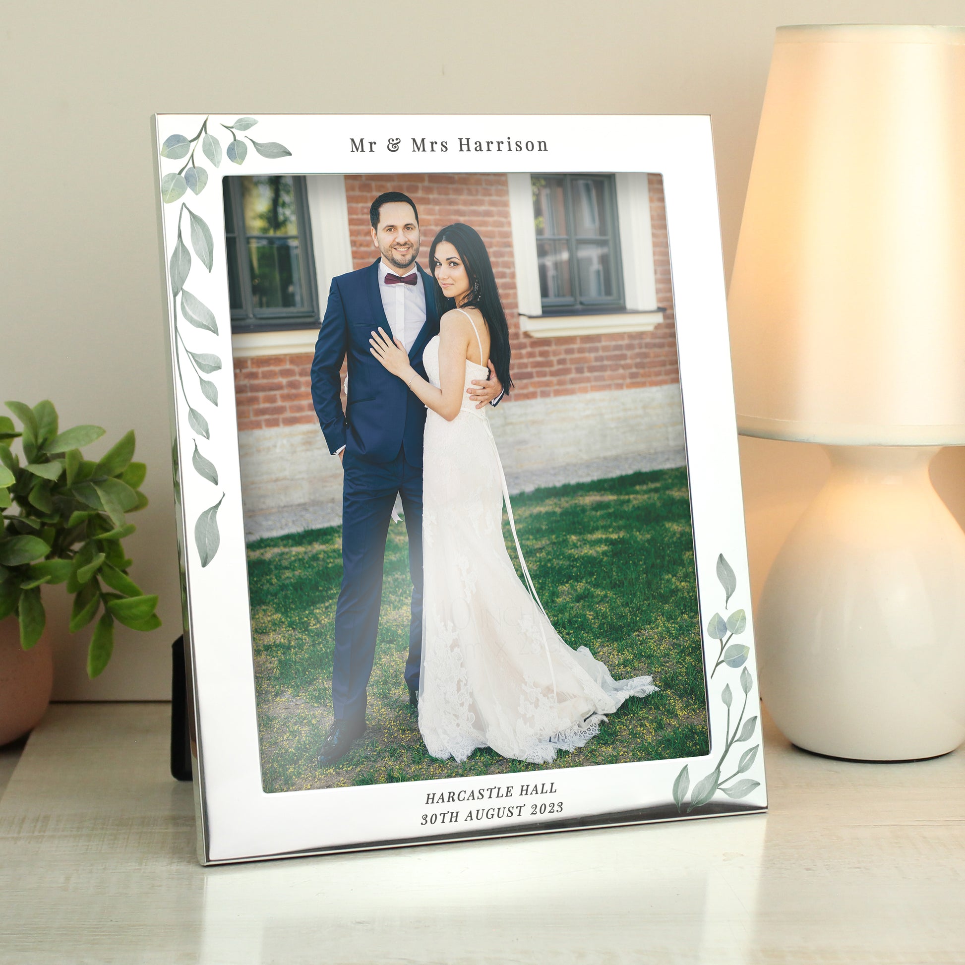 Personalised Botanical 10x8 Silver Photo Frame - MK&JD Gifts