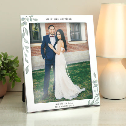Personalised Botanical 10x8 Silver Photo Frame - MK&JD Gifts