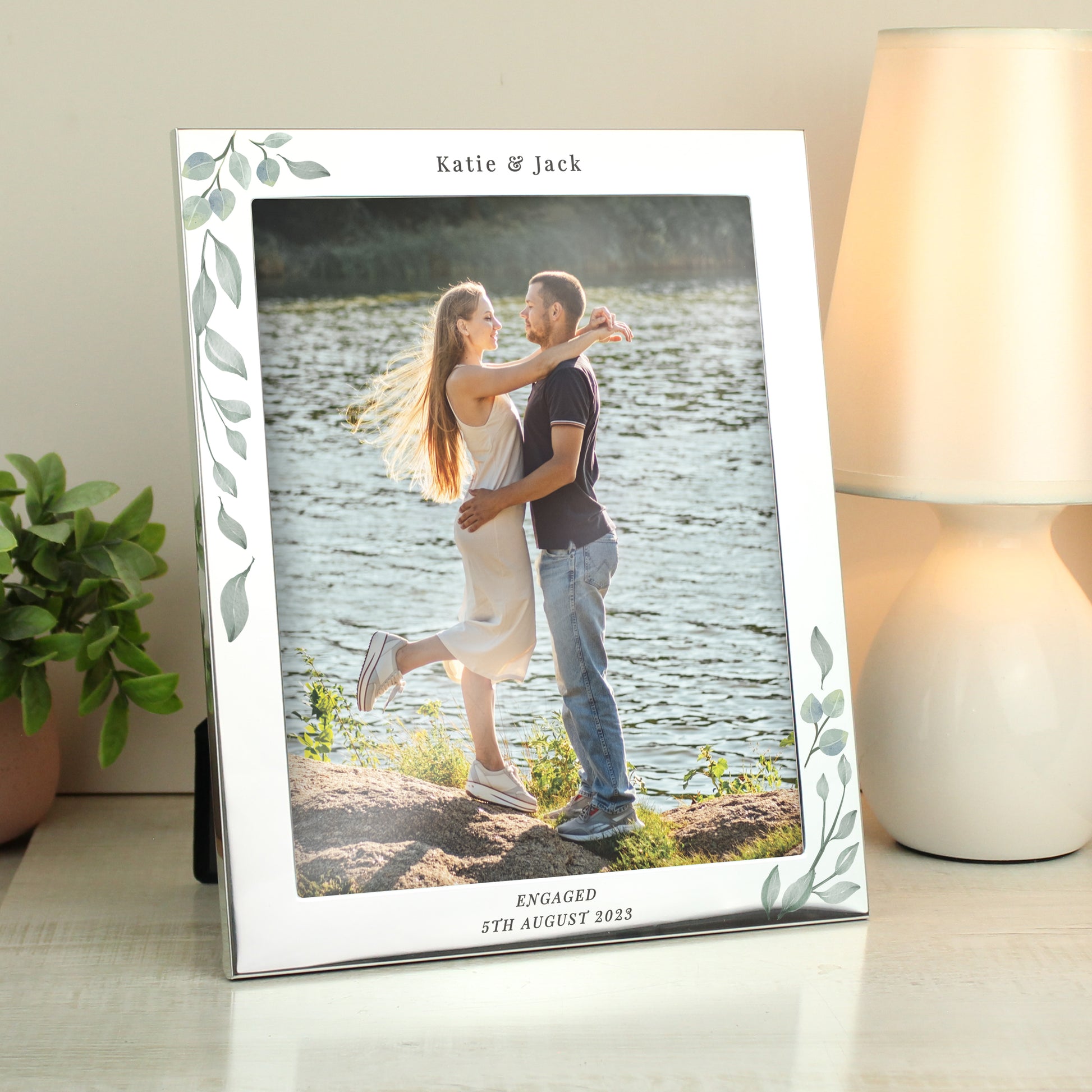 Personalised Botanical 10x8 Silver Photo Frame - MK&JD Gifts