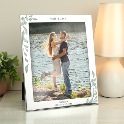Personalised Botanical 10x8 Silver Photo Frame - MK&JD Gifts