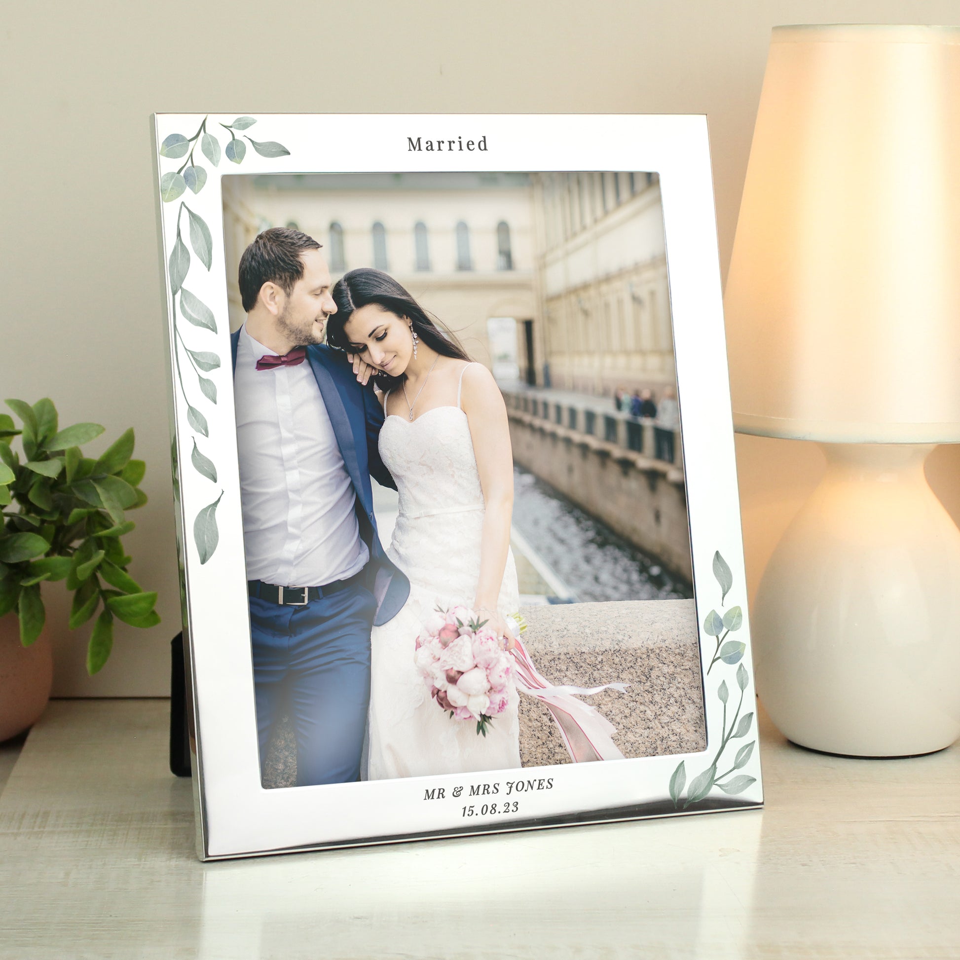 Personalised Botanical 10x8 Silver Photo Frame - MK&JD Gifts