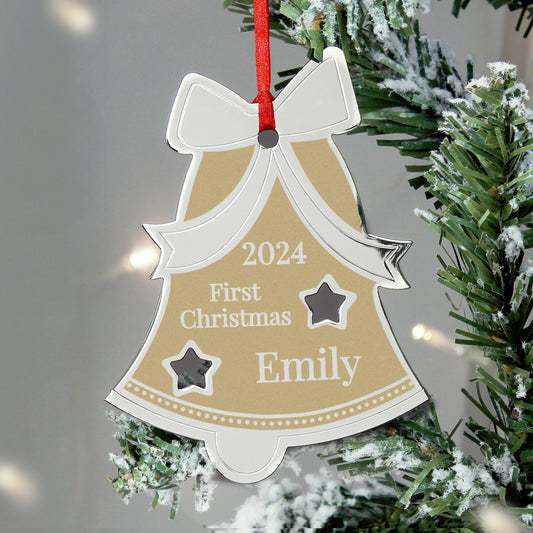 Personalised Golden Christmas Bell Decoration - MK&JD Gifts