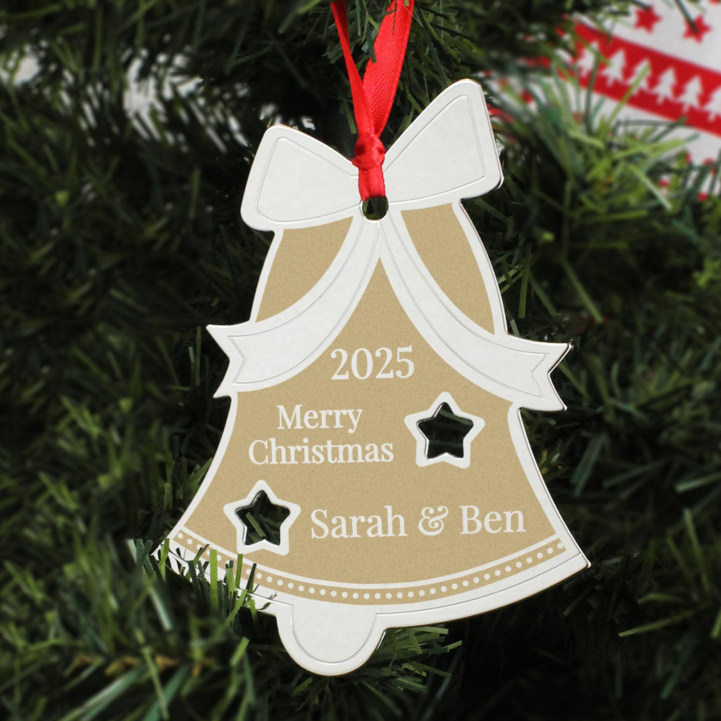 Personalised Golden Christmas Bell Decoration - MK&JD Gifts