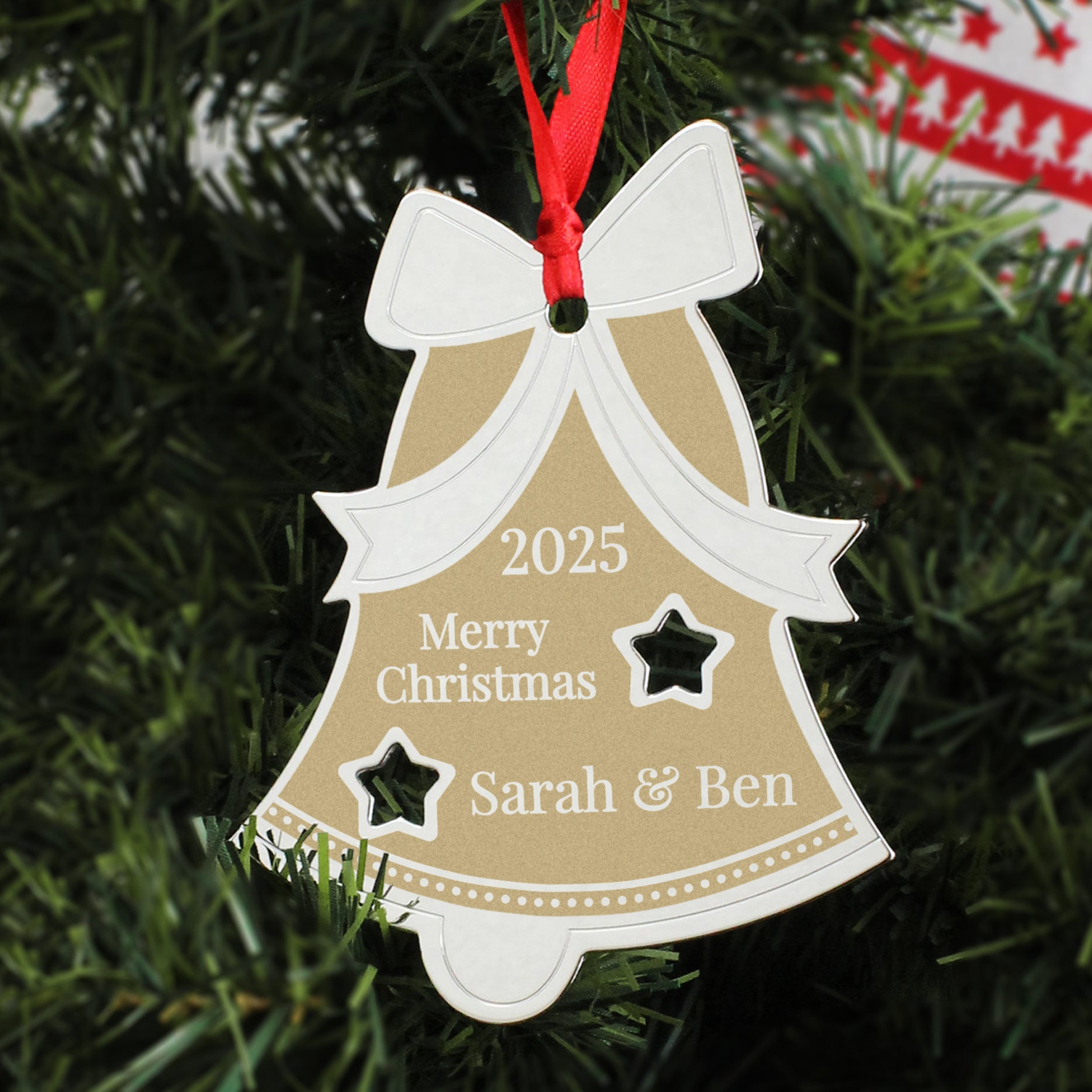 Personalised Golden Christmas Bell Decoration - MK&JD Gifts