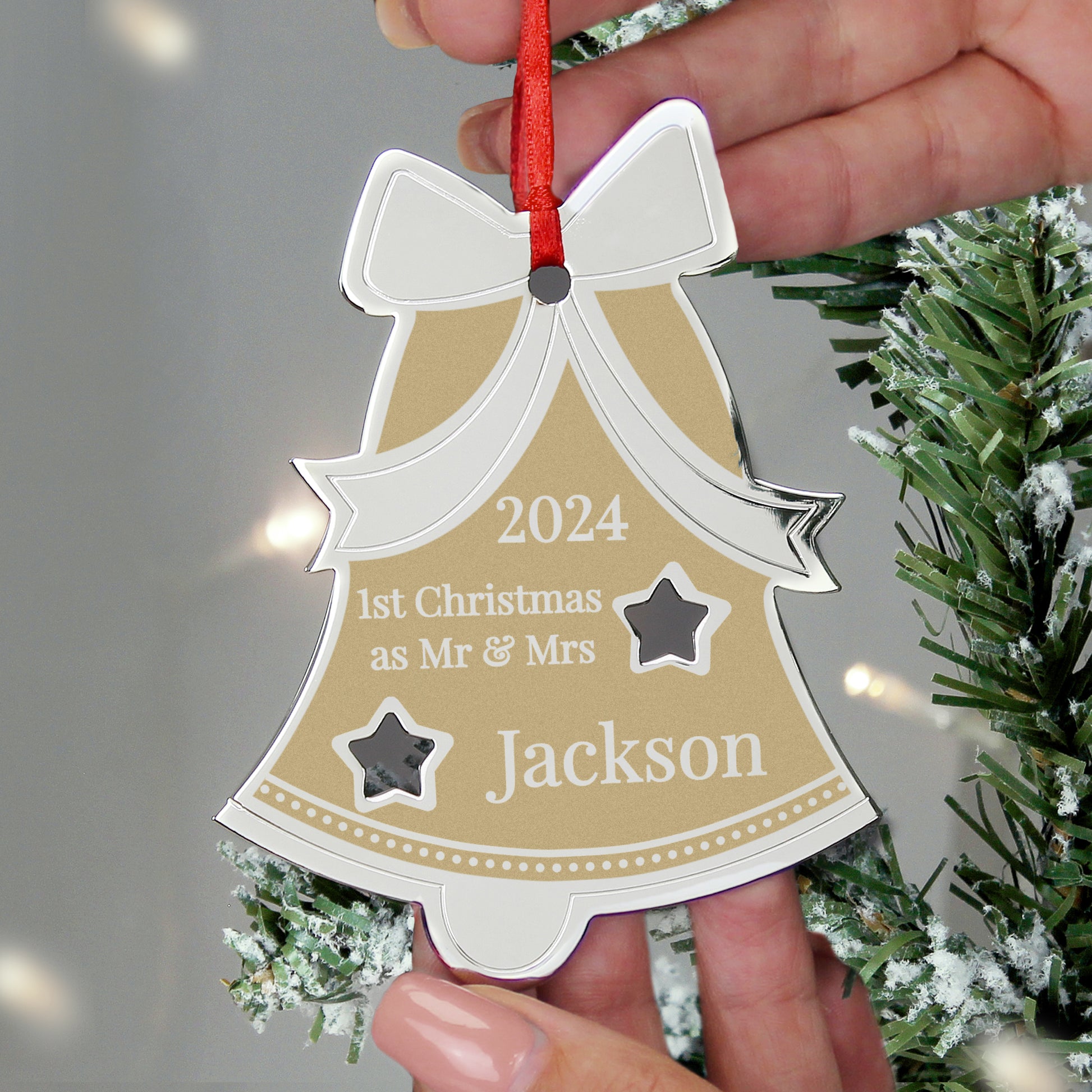 Personalised Golden Christmas Bell Decoration - MK&JD Gifts