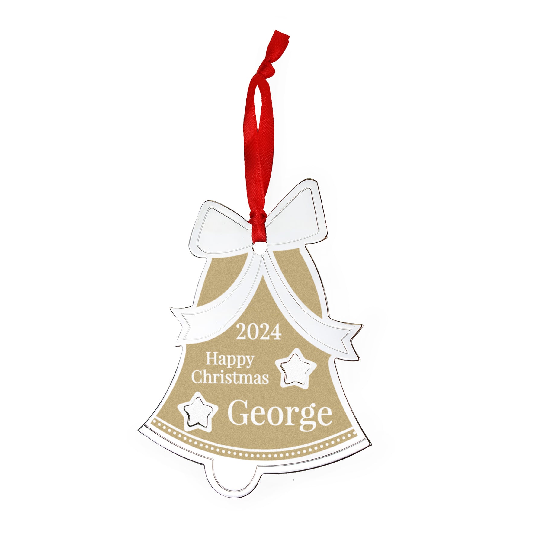 Personalised Golden Christmas Bell Decoration - MK&JD Gifts