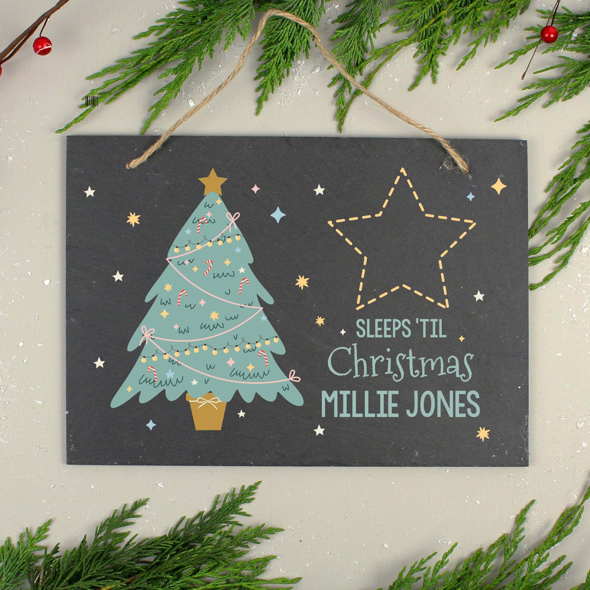 Personalised Christmas Chalk Countdown Hanging Large Slate Sign - MK&JD Gifts