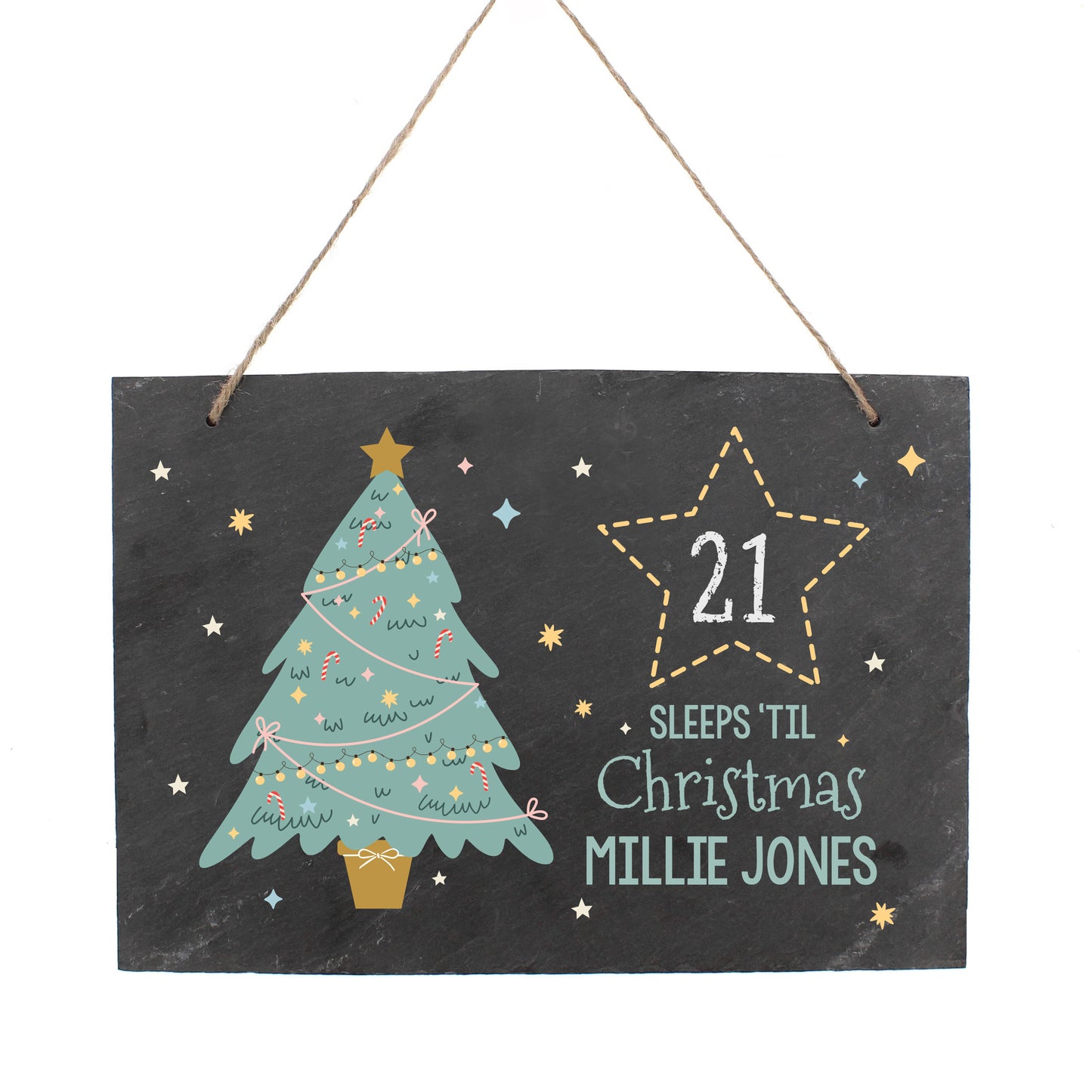 Personalised Christmas Chalk Countdown Hanging Large Slate Sign - MK&JD Gifts