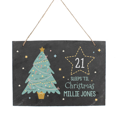 Personalised Christmas Chalk Countdown Hanging Large Slate Sign - MK&JD Gifts