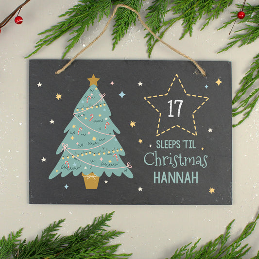 Personalised Christmas Chalk Countdown Hanging Large Slate Sign - MK&JD Gifts