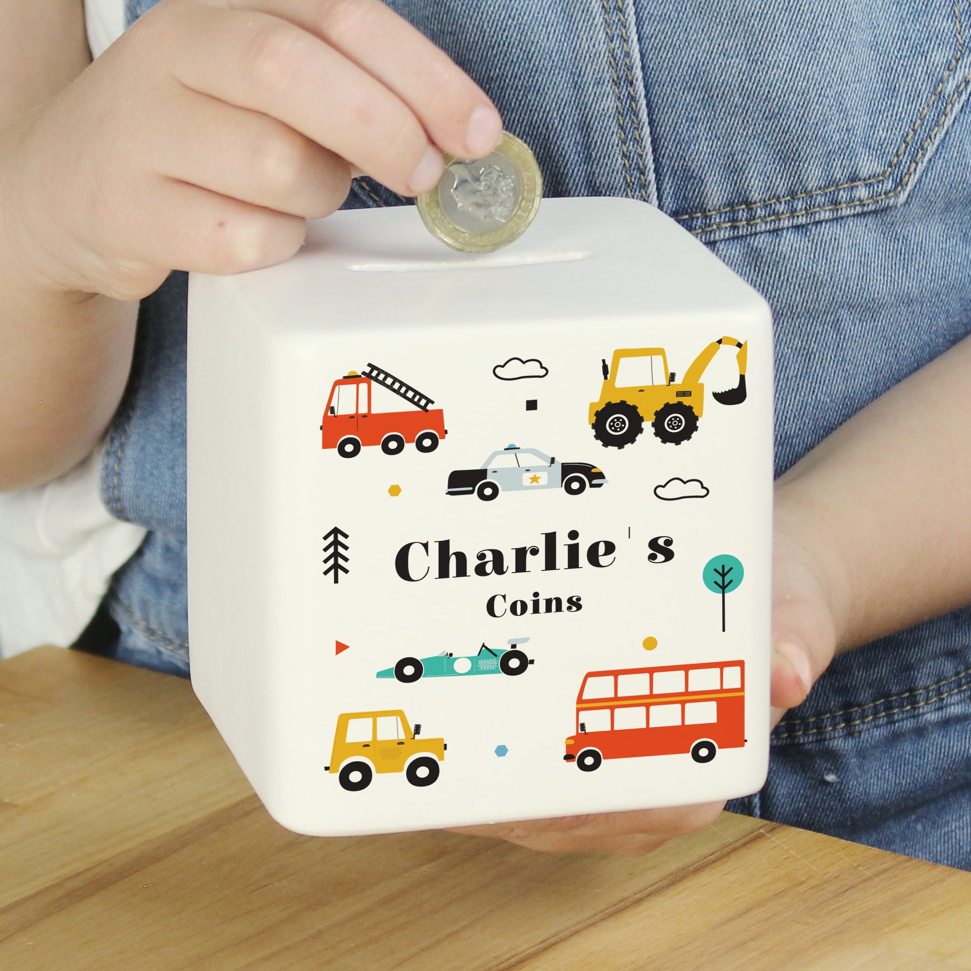 Personalised Vehicles Ceramic Square Money Box - MK&JD Gifts