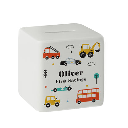 Personalised Vehicles Ceramic Square Money Box - MK&JD Gifts