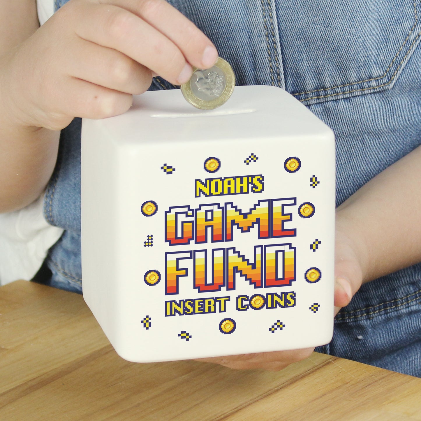 Personalised Gaming Fund Ceramic Square Money Box - MK&JD Gifts