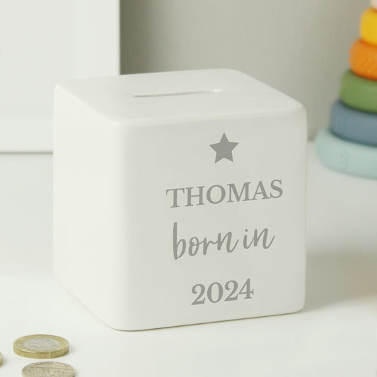 Personalised Born in Money Box - MK&JD Gifts