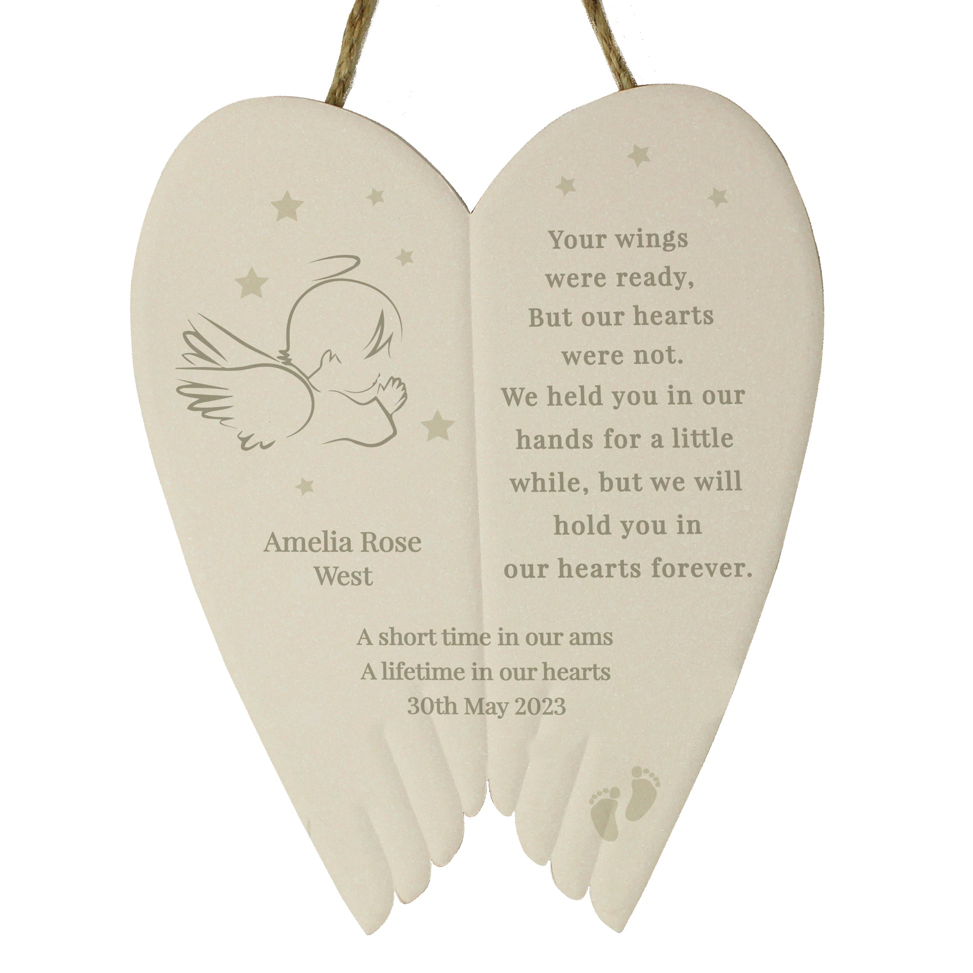 Personalised Little Angel Ceramic Wings - MK&JD Gifts