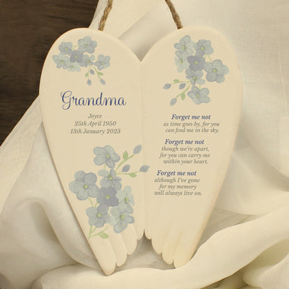 Personalised Forget Me Not Memorial Ceramic Wings - MK&JD Gifts