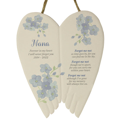 Personalised Forget Me Not Memorial Ceramic Wings - MK&JD Gifts