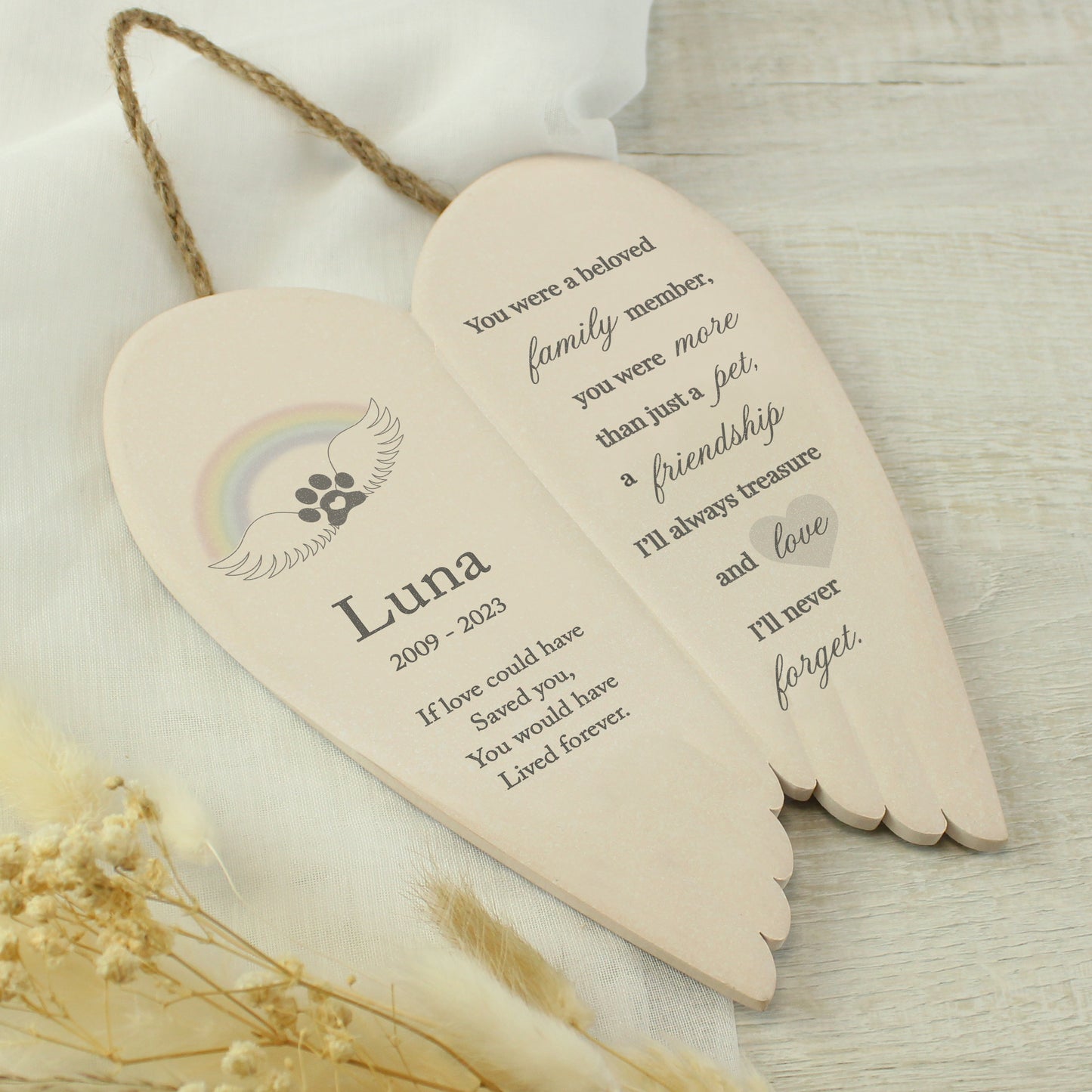 Personalised Pet Memorial Ceramic Wings - MK&JD Gifts