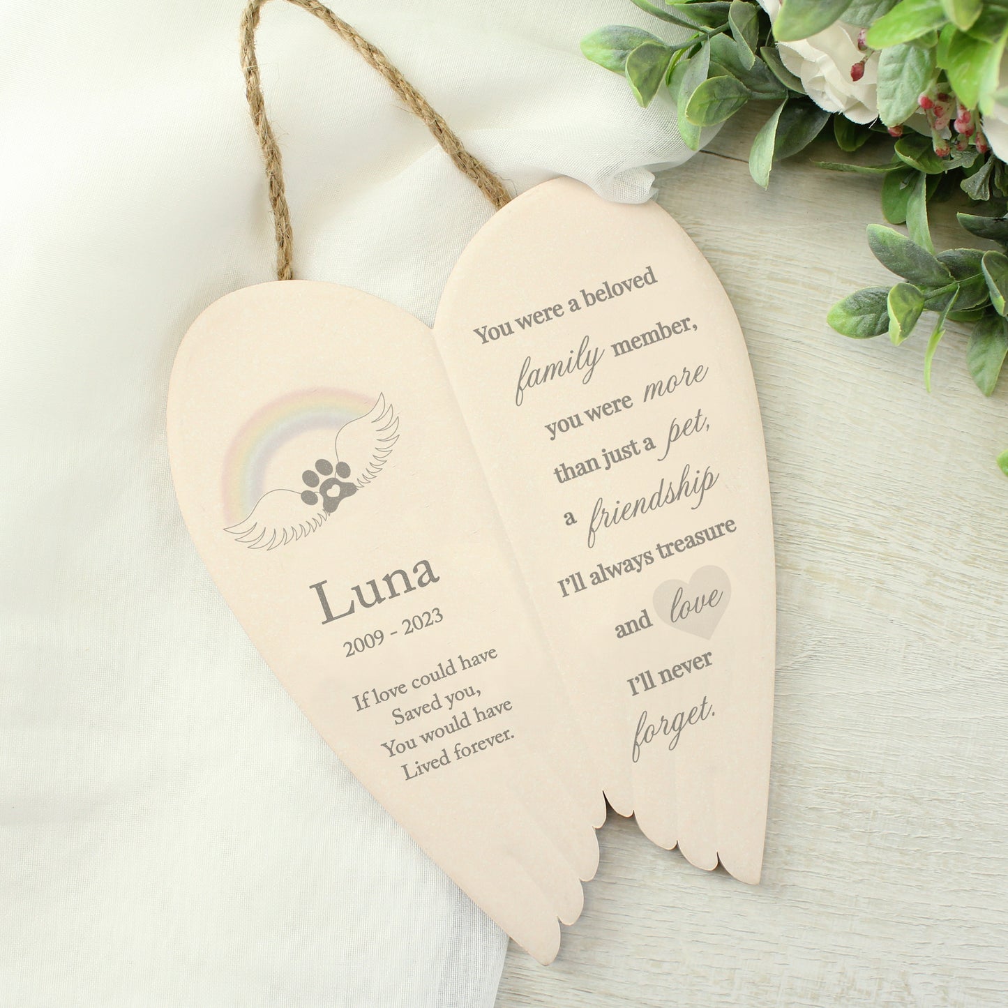 Personalised Pet Memorial Ceramic Wings - MK&JD Gifts