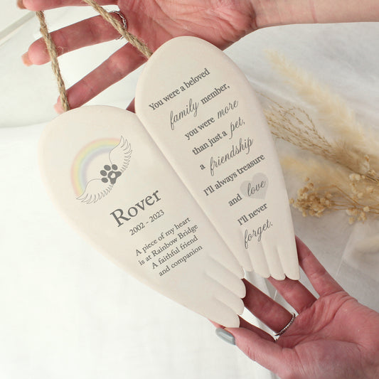 Personalised Pet Memorial Ceramic Wings - MK&JD Gifts