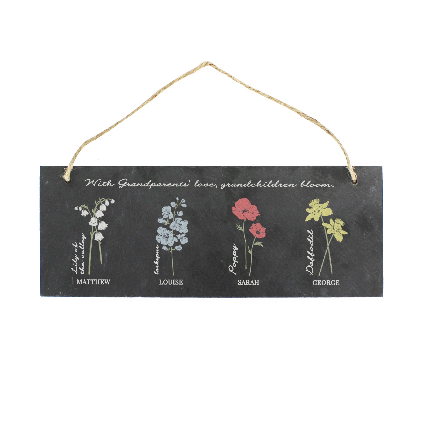 Personalised Flower of the Month Hanging Slate Plaque - MK&JD Gifts