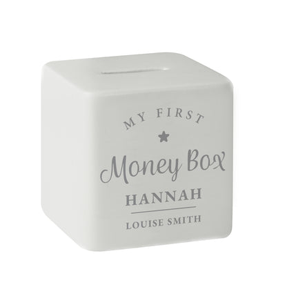 Personalised My First Ceramic Square Money Box - MK&JD Gifts