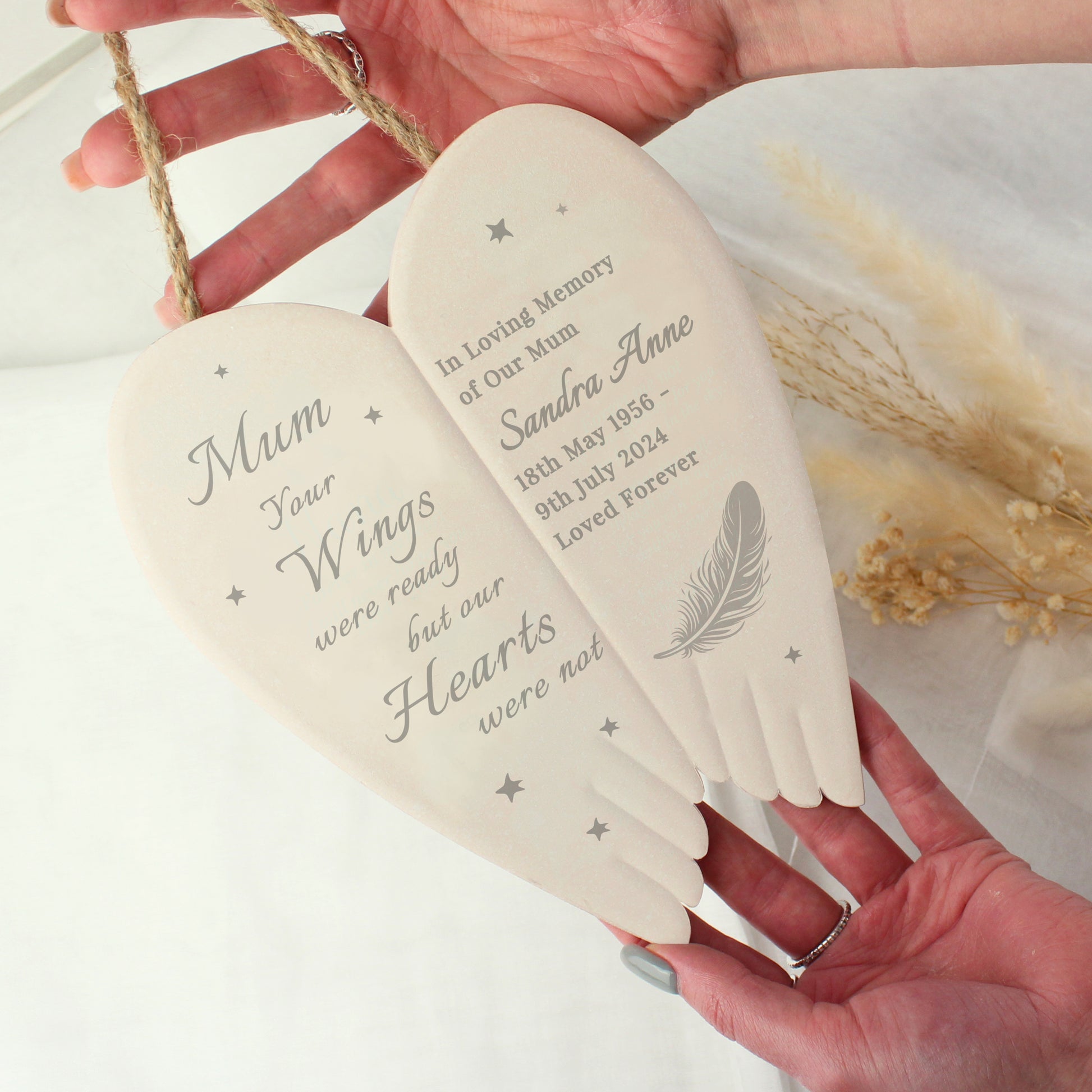 Personalised Memorial Angel Wings Hanging Ornament - MK&JD Gifts