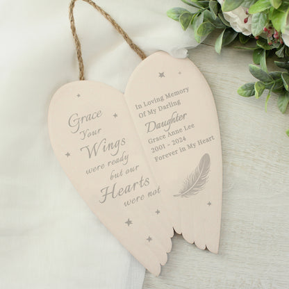 Personalised Memorial Angel Wings Hanging Ornament - MK&JD Gifts