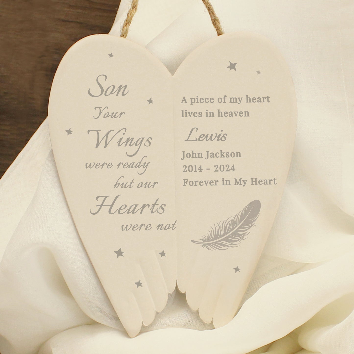 Personalised Memorial Angel Wings Hanging Ornament - MK&JD Gifts