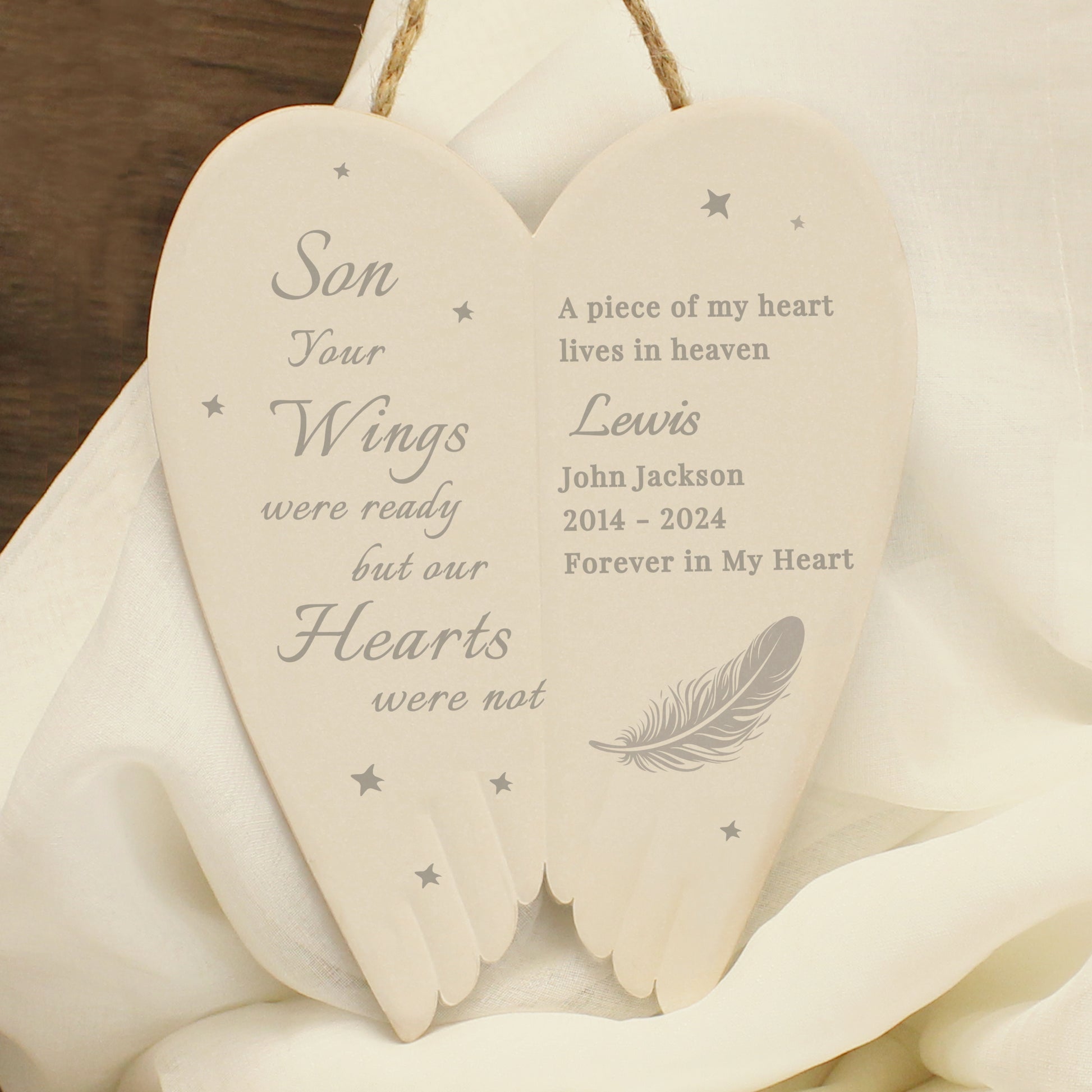 Personalised Memorial Angel Wings Hanging Ornament - MK&JD Gifts