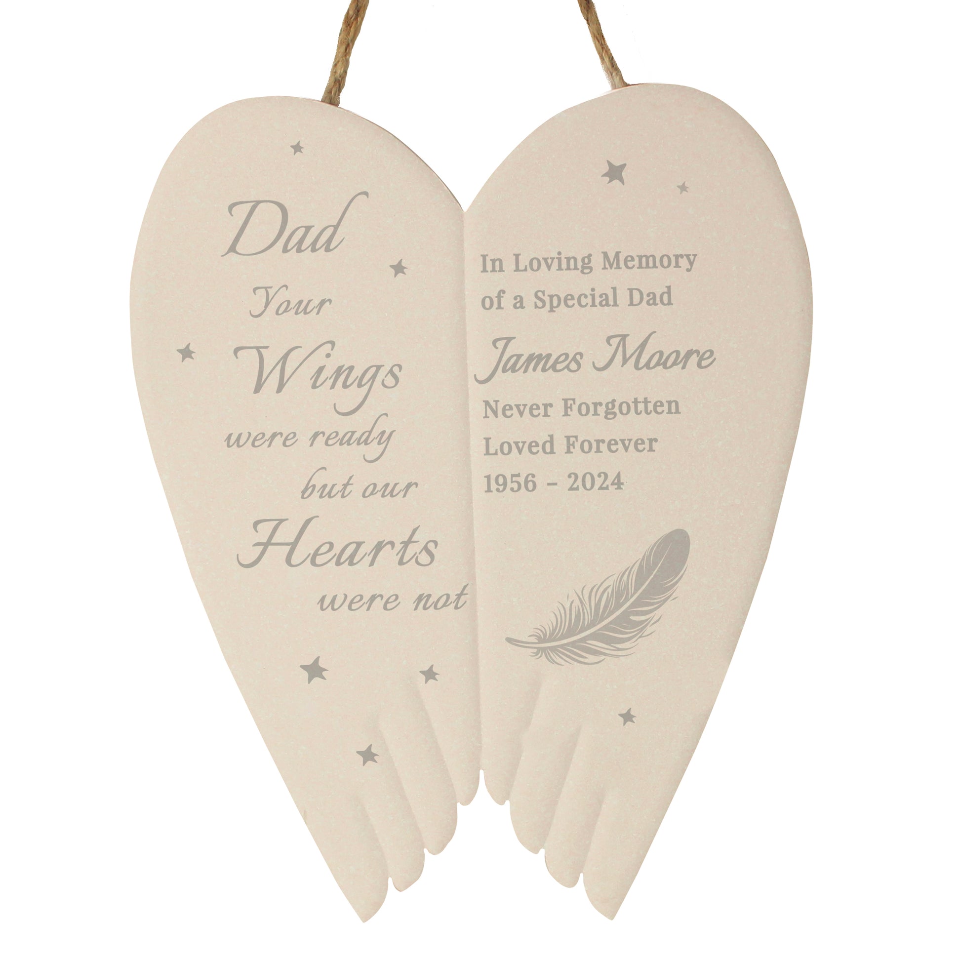 Personalised Memorial Angel Wings Hanging Ornament - MK&JD Gifts