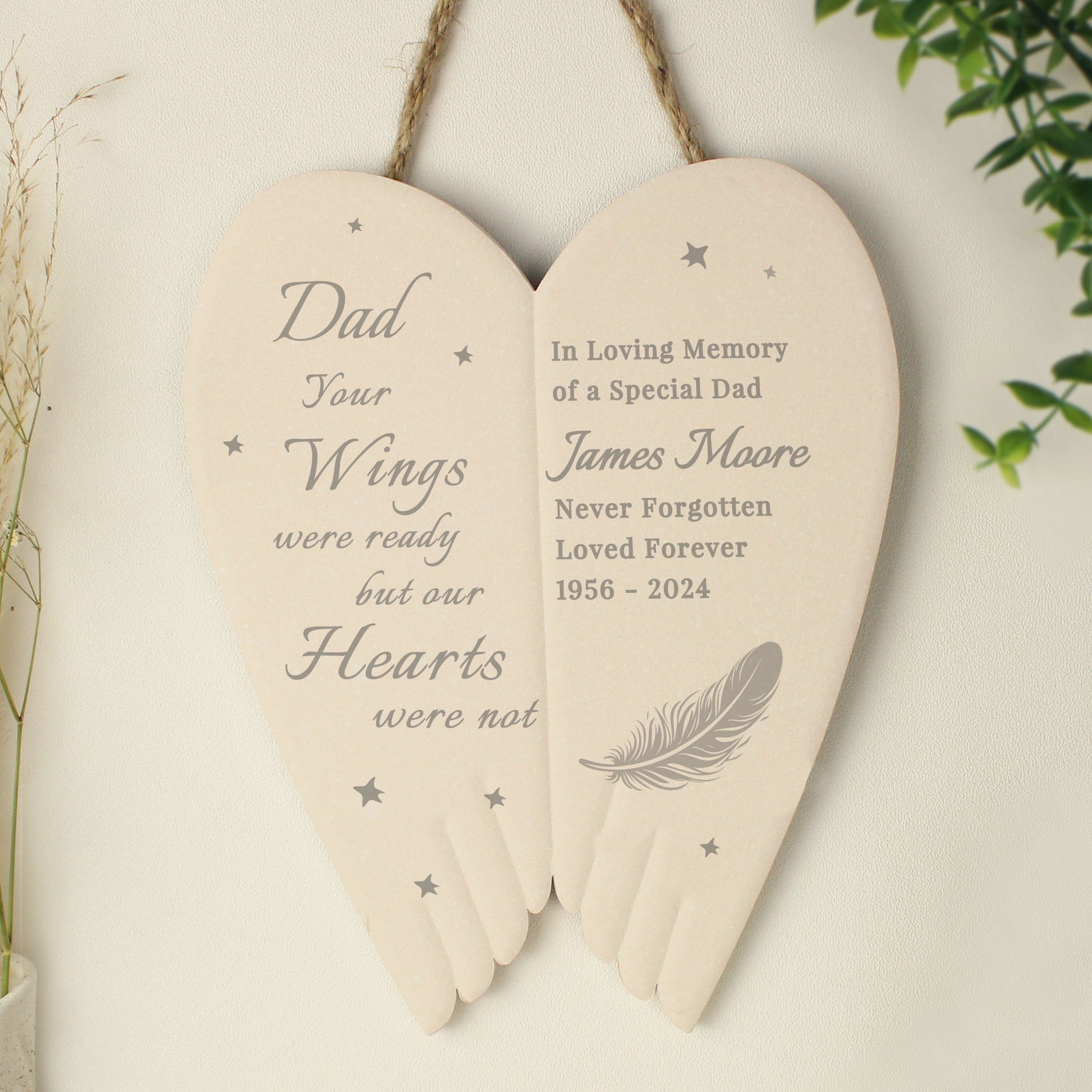 Personalised Memorial Angel Wings Hanging Ornament - MK&JD Gifts