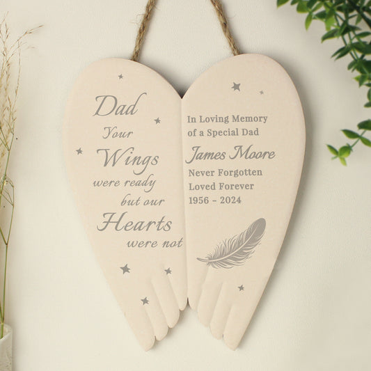 Personalised Memorial Angel Wings Hanging Ornament - MK&JD Gifts
