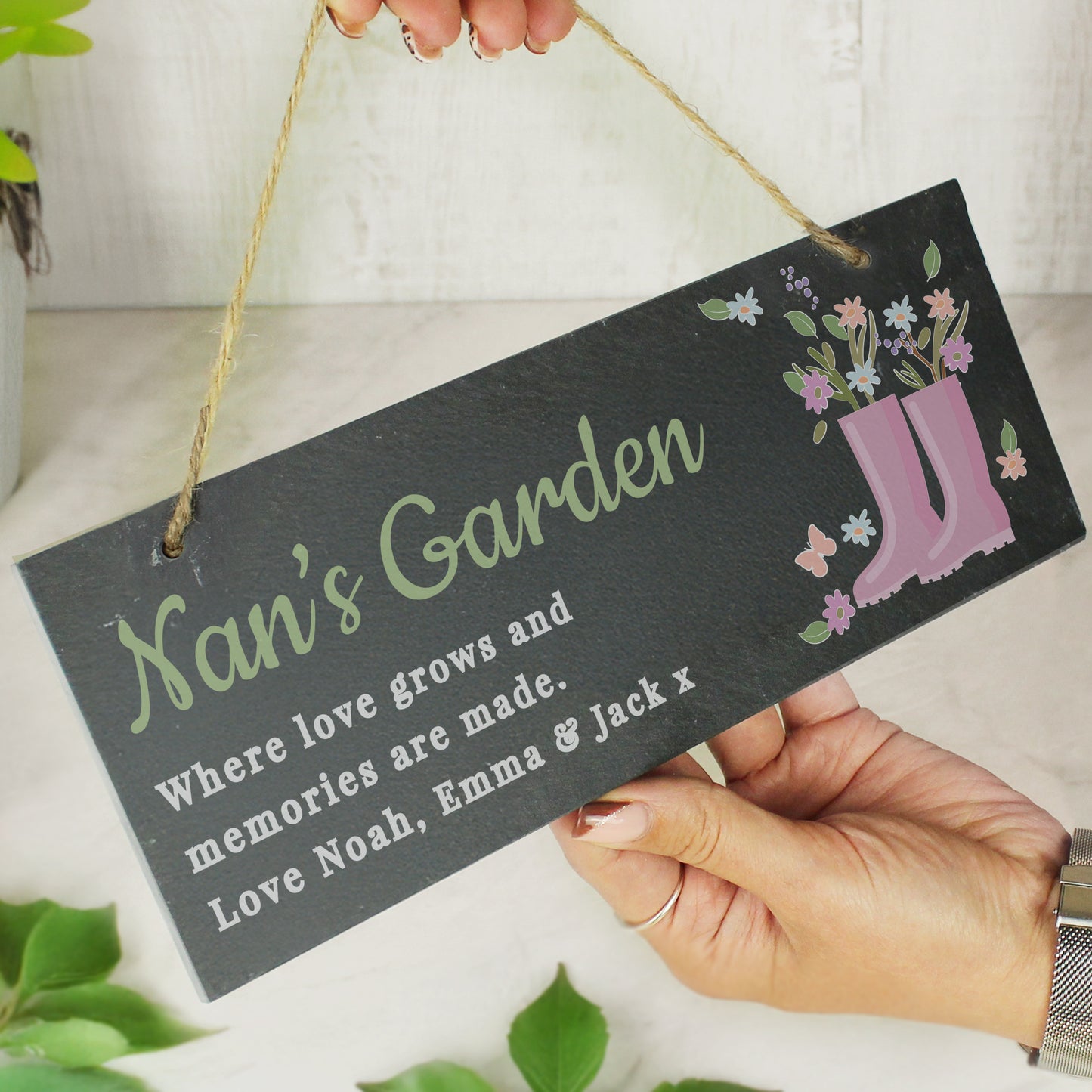 Personalised Floral Garden Slate Sign - MK&JD Gifts