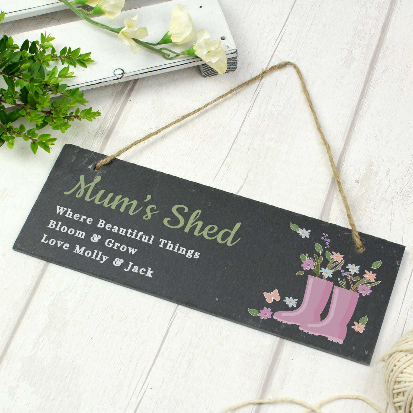 Personalised Floral Garden Slate Sign - MK&JD Gifts