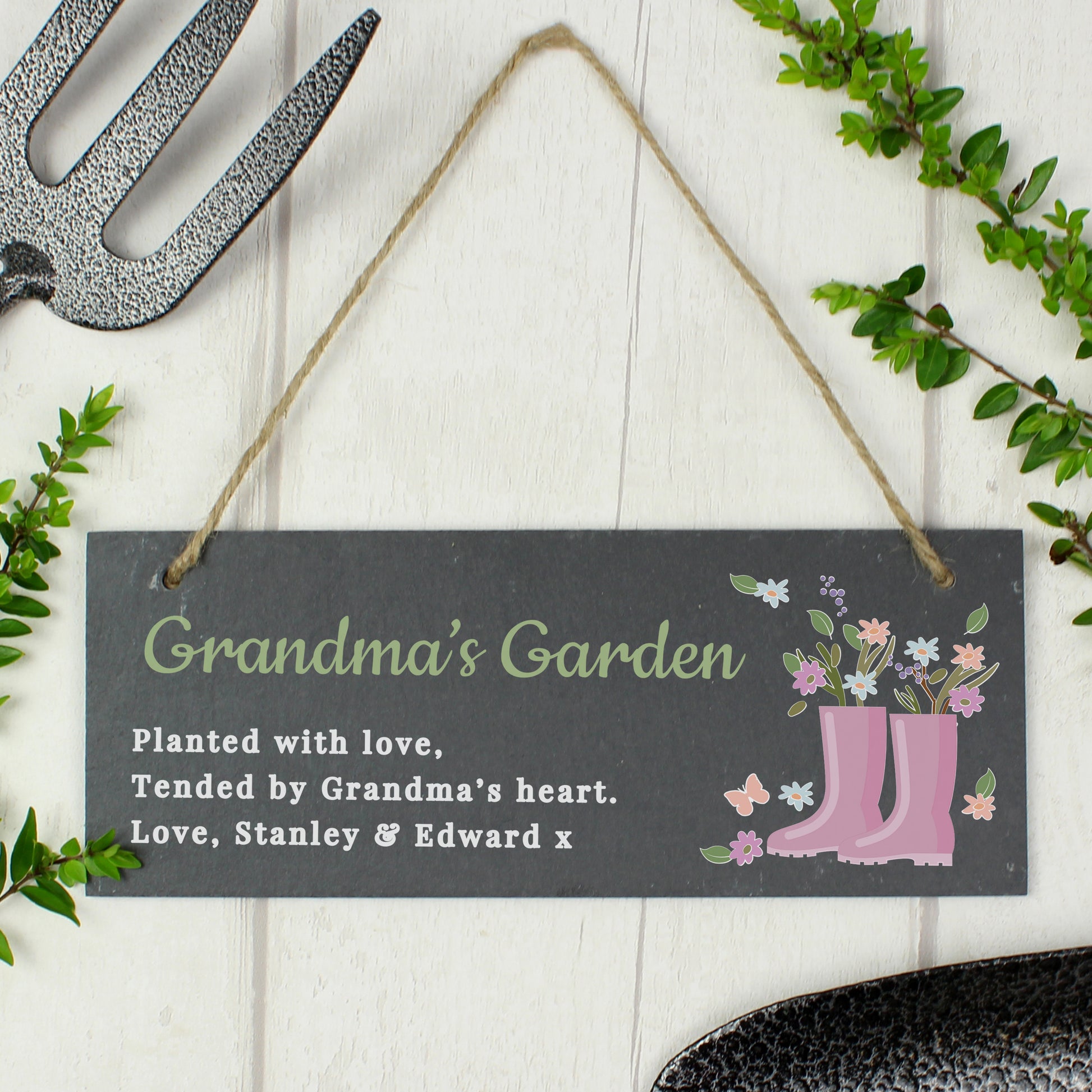 Personalised Floral Garden Slate Sign - MK&JD Gifts