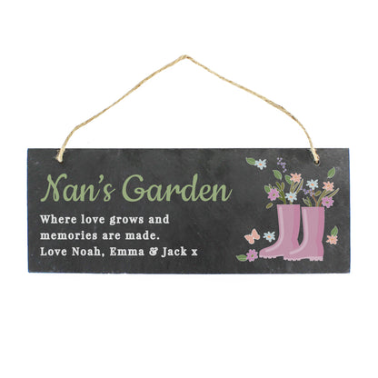 Personalised Floral Garden Slate Sign - MK&JD Gifts