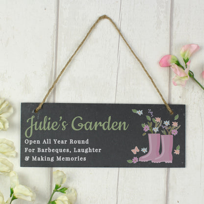 Personalised Floral Garden Slate Sign - MK&JD Gifts