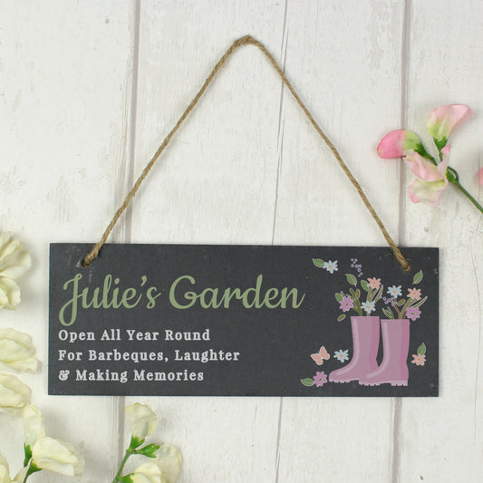 Personalised Floral Garden Slate Sign - MK&JD Gifts
