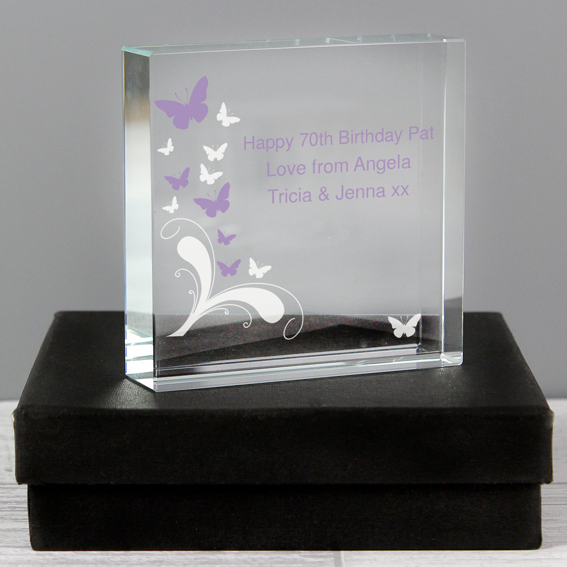 Personalised Butterflies Crystal Token - MK&JD Gifts