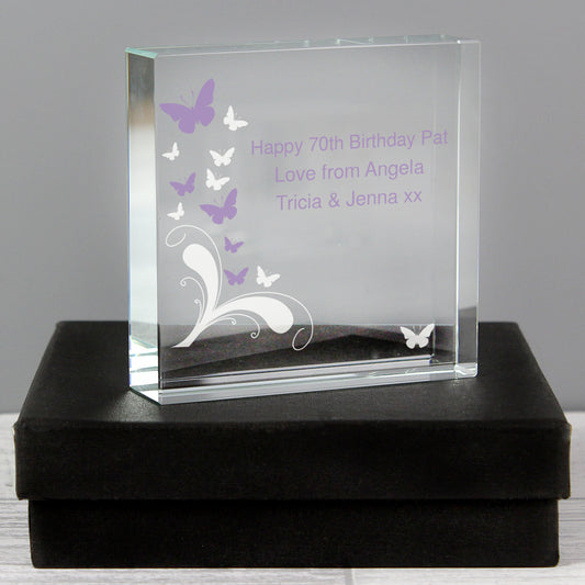 Personalised Butterflies Crystal Token - MK&JD Gifts