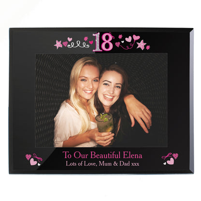 Personalised 18th Birthday Black Glass 5x7 Frame - MK&JD Gifts