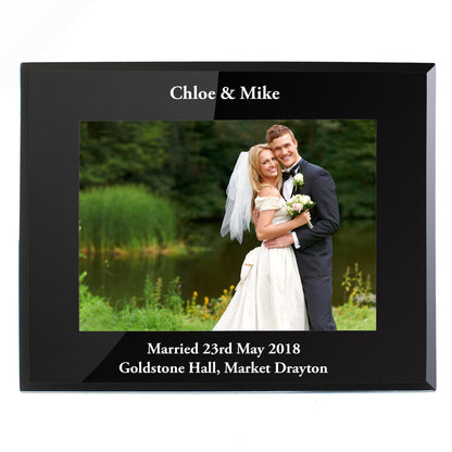 Personalised 5x7 Landscape Black Glass Photo Frame - MK&JD Gifts