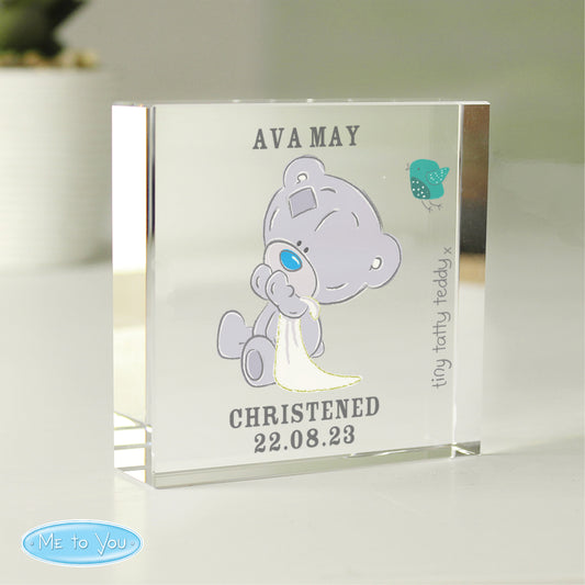 Personalised Tiny Tatty Teddy Christening Crystal Token - MK&JD Gifts