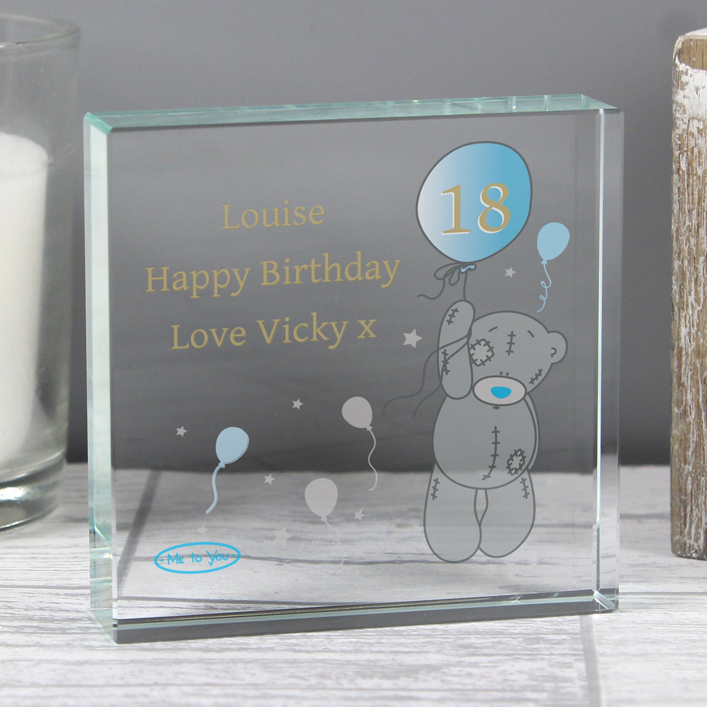 Personalised Me To You Balloon Crystal Token - MK&JD Gifts