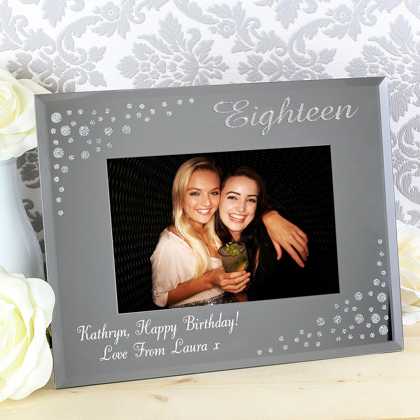 Personalised Eighteen Diamante 6x4 Glass Photo Frame - MK&JD Gifts