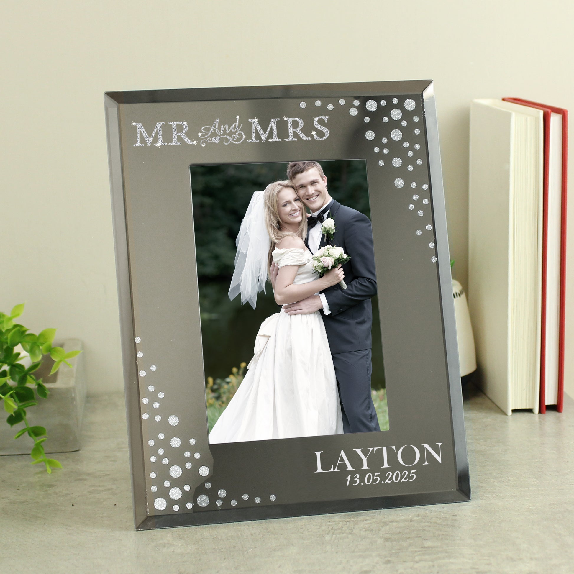 Personalised Mr and Mrs 6x4 Diamante Glass Photo Frame - MK&JD Gifts